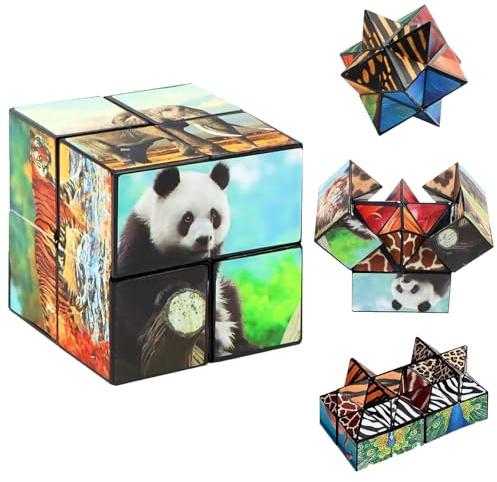 HhBdy Magique Cube, Anti-Stress Cube 2 en 1, 3D Creatif Stress Tete Box, Gamecube Animaux Adapte to The Enraînement Cadeaux Cadeaux de Noël Tous âges Anti-stress