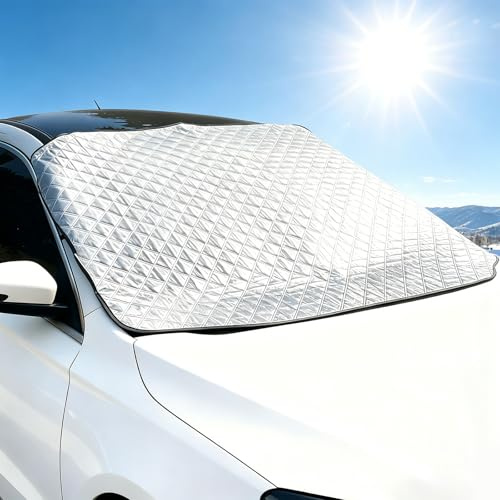 SDLDEER Car Windscreen Cover 110 x 147cm Heavy Duty Ultra Thick Windscreen Cover Car Snow Cover, Snow Ice Frost Sun Dust Water Protective Windshield Cover for Cars SUVs (X-Large)