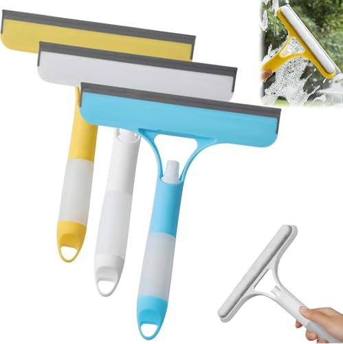 3 in 1 Spray Squeegee, Window Squeegee with Spray, 3 in 1 Window Squeegee Cleaning Scraper, Spray WindowSqueegee Cleaner with Spray Bottle for Car, Home, Kitchen Windows (3PCS)