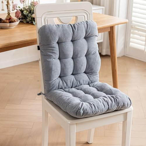 UWOBTN Sitzkissen Stuhlkissen mit Rückenteil für Outdoor, Indoor, Küchen, Garten，Esszimmer，40×40cm Bürostuhl Stuhlauflage mit Bänder Niedriglehner Sitzpolster(C)