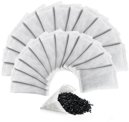 25Pcs Activated Charcoal Water Filters Coconut Shell Chemical-Free | Odor Absorbing Carbon Filter Replacements for Distillers Home Pure Water Remove Compound One Year Supply(5*8.5cm)