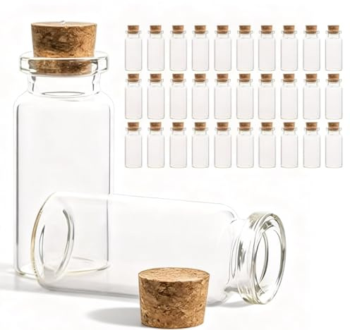 10ML x 30 Mini Glasflaschen mit Korken, Hochwertige Reagenzgläser für kreative Projekte, Dekoration, Geschenke und Hochzeitsideen, Vielseitige Einsatzmöglichkeiten für jeden Anlass