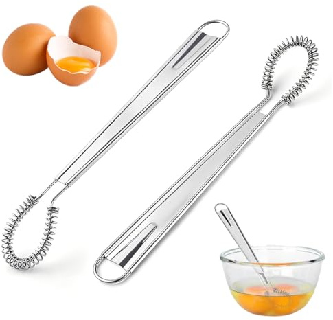 ZORVYN Lot de 2 Fouets en Acier Inoxydable, Mini Fouets pour Mélanger et Battre, Durable, Design Ergonomique, Idéal pour la Préparation de Lait et Thé au Lait