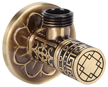 ANKROYU Valvola di arresto ad angolo Valvola dell'acqua con rubinetto filettato G1/2 in ottone retrò Resistente per bagno e Raccordo da 2,2 pollici Finitura anticata