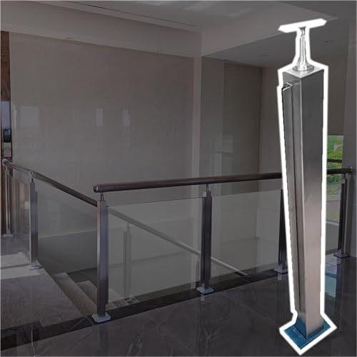 Nero, d, Silver Glass Ringhiera Posts - Pannelli in acciaio inox resistenti al vento per balconi/terrazze - Design, altezza 100 cm, sistema di ringhiera in vetro per esterni