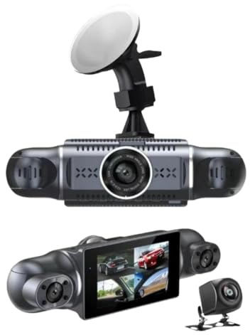 Dashcam Auto sans Fil 4K 360° Avant arrière intérieur,caméra Voiture 360 degrés Surveillance Parking G‑Sensor Boucle Enregistrement