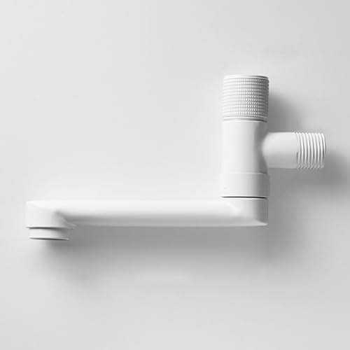 BiaoTeng Rubinetto Singolo Acqua Fredda Girevole a 180° Ottone Rubinetto Lavabo Esterno da Muro Bianco