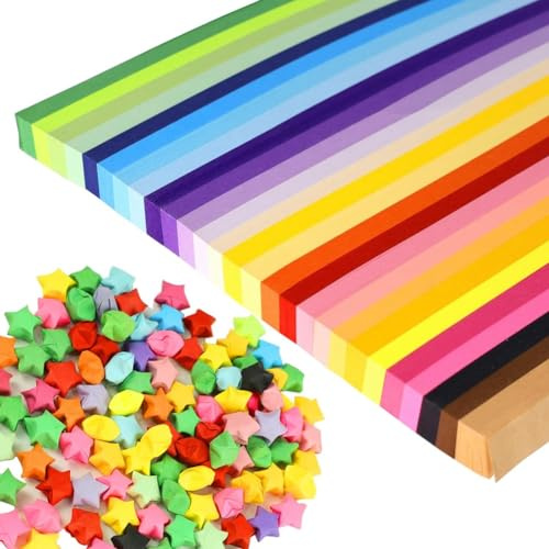 Wadakada 1350 Fogli di Strisce di Carta per Stelle, 27 Colori Assortiti di Carta per Stelle, Carta per Stelle su Entrambi I Lati, per Bambini e Adulti