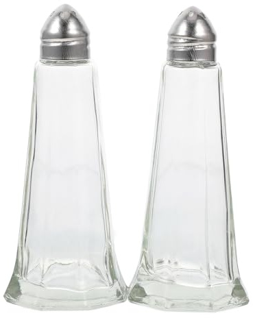 Hemobllo Lot de 2 Salières en Verre Couvercle Perforé en Inox, Saupoudreuses Multifonctions pour Poivre et Sel, Petit Format la Cuisine et Restauration, Accessoire Pratique