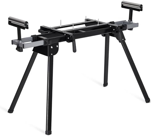 Garvee Universal Mitre Saw Stand, Portable Saw Base with Quick Release Mounting Brackets for Repeat Cutting, 200kg Max Load, Foldable for Space-Saving Storage, Outrigger Arms Up to 195cm