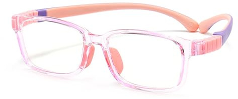 Fantiace Kids Eyeglass Frame Blue Light Blocking Glasses Mobile Computer Anti-blue Light Glasses (Pink)