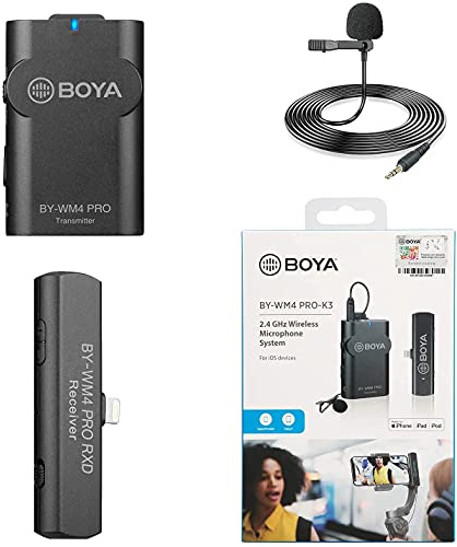 BOYA by-WM4 Pro K3 Micrófono de Solapa inalámbrico para iPhone Lightning Vlog Podcast Live Stream Video Recording