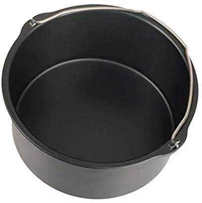 YHUS Air Fryer Accessories, Cake Barrel And Pizza Pan, Round Cake Tin, 6/7/8 inch General Air Fryer Accessories, Baking Cake Tin with Handles, Non-Stick Baking Pan (Black)(size:7 Inch)