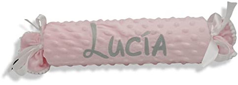 variouss Cojin Antivuelco Personalizado para bebé Recien Nacido, Personalizado con su Nombre Bordado. (Rosa)