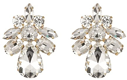 EVER FAITH Ohrstecker Blume Blatt Teardrop für Damen Mädchen Klar Strass Kristall einfach Ohrringe