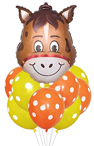ballonfritz® Tiere Safari Bauernhof Ballon 11 tlg. Set - XXL Pferde Kopf Luftballon 50x35x20cm als Geburtstagsgeschenk, Party-Deko oder Überraschung
