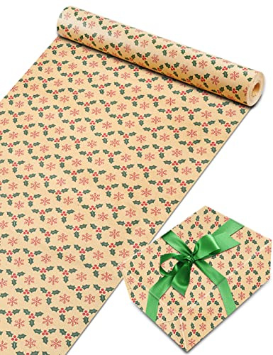 Geschenkpapier Weihnachten Rollen 44cm x 30M, Toypopor 100gsm Recycling weihnachtsgeschenkpapier, weihnachtspapier für Verpackung Post Pakete