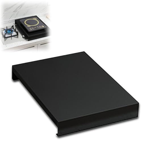 Cubierta de Cocina Elctrica cubierta cocina 5 fuegos Amplia Aplicacin, Fcil Mantenimiento, Ampliar el Espacio de Trabajo, Protector de Cocina de Gas Negro, Pièces et accessoires pour tables de cuisson