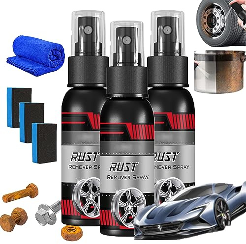 Multifunctional Metal Rust Remover, Multi-Powerful Automotive Rust Remover, Car Rust Removal Spray, Rust Protection Spray for Metal, Iron Powder Remover, Quickly Clean Car Rust Stains (3pcs-100ml)