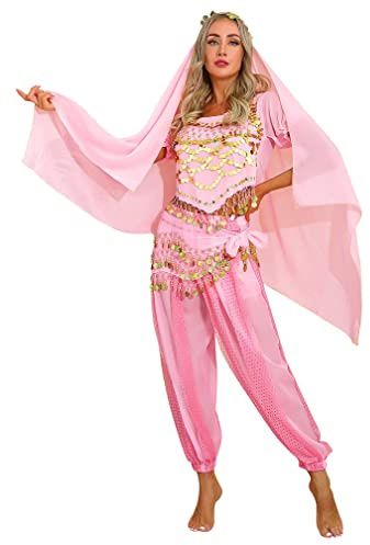 MSemis Damen Bauchtanz Kostüm Set Pailletten Tanzkleidung Indische Tanz Performance-Kleidung Halloween Karneval Tanzende Professionel Kostüm