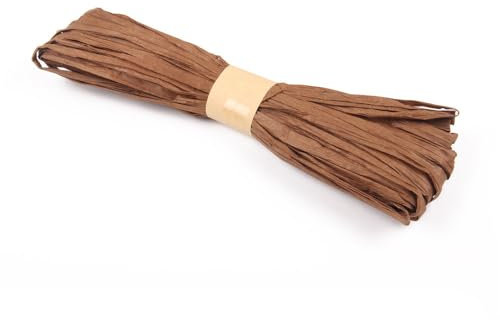 Wambere 40m Raffiabast,Naturbast Bast Raffia Bastband Natur Raffiabast Natur Florbast Raffiabast zum Basteln Für Geschenkbox Festival Geschenk Dekoration Verpackung,Kaffee