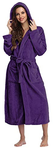 Peignoir Femme Polaire Grande Taille Robe De Chambre Eponge avec Capuche Peignoir Coton Unisexe en Peluche d'hiver Chaude Éponge Vêtements De Nuit Peignoirs Douce Peignoir De Bain Moelleux