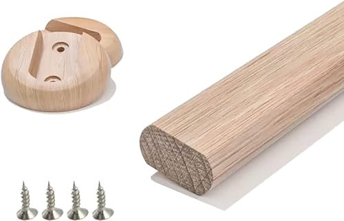 Hölzerne ovale Schrankstange, einfache Installation, Kleiderstangenhalter mit Schrauben und Flanschen, Garderobenstangen für Bekleidungsgeschäft/Kleiderschrank/Badezimmer (Größe: Länge 1,45 m/57,1 Zol