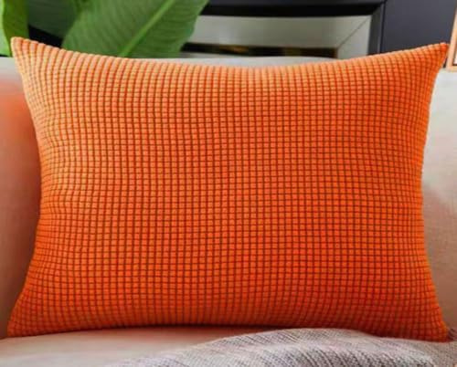 SWJ-swjssb Stretch Kissenbezug 40x60/50x70 Kissenbezüge 60x70, Sofa Kuschelkissen Bezug Cord Zierkissenbezug Dekokissen Sofakissen Mit Reißverschluss Kissenhülle Dekorative(Orange,60x70 cm Set of 2)