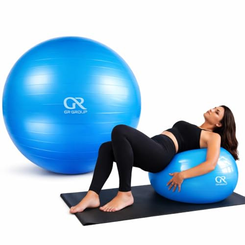 GR GROUP Palla Gravidanza 55 cm Antiscoppio e Antiscivolo – Fitball Yoga Fitness e Ginnastica Posturale, Palla Pilates per Allenamento, Equilibrio, Schiena e Fisioterapia Casa e Palestra