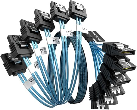 OIKWAN Industrial Grade SATA III Data Cable 6Gbps, High Frequency Tested Tinned Copper SATA Cable, Stable Transmission No Speed Drop for SSD HDD Hard Drive