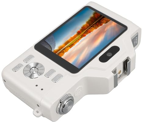 4K Digital Camera, with Auto Focus and 20x Zoom, Portable Retro Style Camera for People Scenery Photography, Ideal for Live Streaming, Time Lapse Video, and More (White)