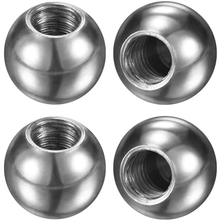M METERXITY 4Pcs Threaded Ball Nut Knob, M4x8mm Female Thread Ball Nut Cap | Silver, 304 Stainless Steel, Screw Cap Cover, Round Solid, for Lighting Fixtures, Machinery, DIY