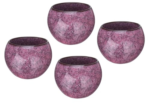 QUARKZMAN 4 Stück handgefertigte Teeschalen 150ml / 5oz Kiln Change Pink | Chinesische Japanische Teetasse Keramik Gong Fu Tee Set, für Büro Zuhause Geschenke