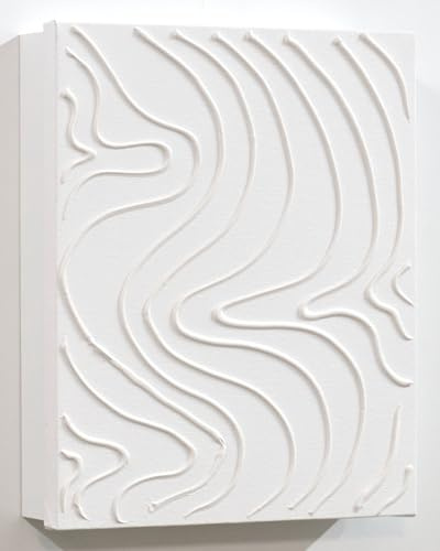 Cuadroexpres - Armario para Llaves con 15 Ganchos,Pintado a Mano, Todo en Blanco, Minimalista, Ondas en Relieve, Medidas 26x31x6 cm, 100% Original, Incluye Tacos y Tornillos para la Pared