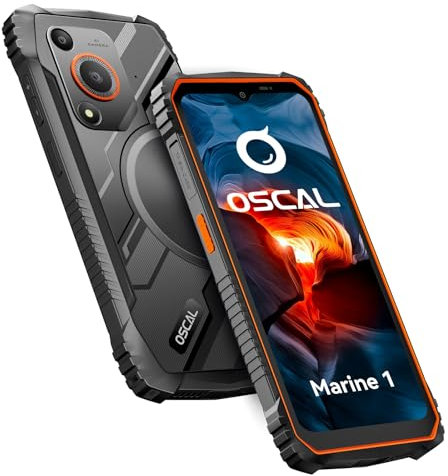 OSCAL Marine 1 Rugged Smartphone 2025 - Android 15, 12+128GB/2TB, 5100mAh Slim & Compact Rugged Phone, 6.56 HD+ Display, 13MP+5MP AI Camera Mobile Phones, IP68/69K Waterproof/Dual SIM/NFC/OTG/GPS