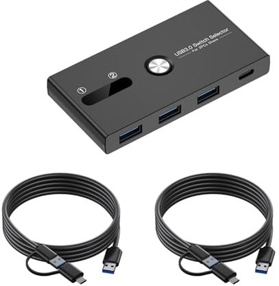 GMBYLBY USB C & USB3.0 KVM Switcher Permet Échange Rapide Périphériques Entre Deux Ordinateurs Prennent en Les Imprimantes Plus