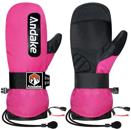 Andake Winter Ski Mittens for Men Women&Teenager,Waterproof & Insulated Snow Gloves, Warm Cold Weather Mittens,Professional Snowboard Mittens for Skiing, Snowboarding,Winter Sports