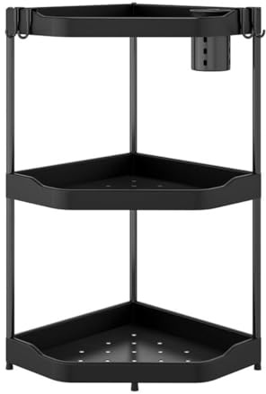 GELIMY Multi Tier Kitchen Corner Organiser Shelf Free Standing Spice & Cookware Storage Rack, Space Saving Countertop Organiser for Pantry, Office, or Bathroom (3 Tiers rack)