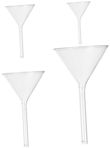 STOBAZA 4 piezas Embudo de Vidrio para Resistente Químicos y Golpes Térmicos Reutilizable y Fácil de Limpiar para Llenar Botellas Pequeñas y Transferir Líquidos