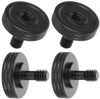 POPETPOP Viti a Testa Zigrinata 1/4 Per Fotocamera e Treppiede 4 Pezzi in Lega Di Alluminio Per Staffe Flash e Montaggio Su Treppiede, Uso Professionale Fotografia e Video