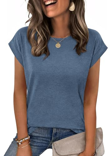 Zeagoo Casual T Shirts for Women Summer Casual Cap Sleeve Shirts Business Dressy Spring Fashion Outfits Trendy Clothes