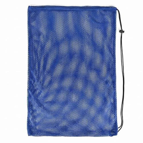 iohsxae Large Mesh Sports Equipment Bag, Heavy Duty Drawstring Ball Sack for Football, Swimming Kit & Gym, 600D Polyester Breathable Net Storage Bag for Beach Toys & Laundry, 68 x 48 cm (Blue)