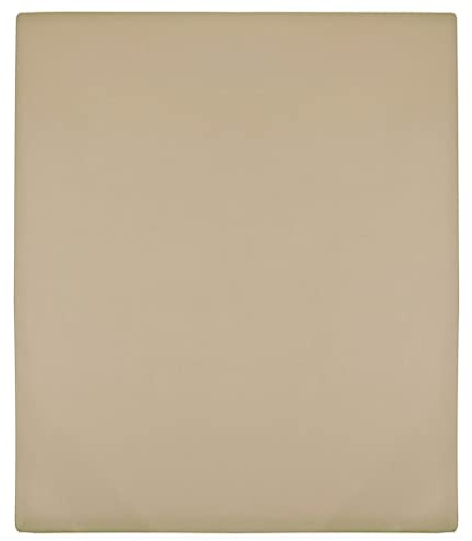 LoogCape dra-på-lakan, set om 2, jersey, brungrått, 160 x 200 cm av bomull med elastiskt band för dubbelsäng, vattensäng, resårsäng och gästsäng, ventilerande, strykfri, hudvänlig, hållbar