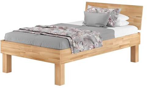 Erst-Holz®Hohes, stabiles Massivholzbett 120x220 für XXL-Gewicht Seniorenbett inkl. Federholzrahmen, Matratze 60.81-12-220 FV M