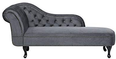 Beliani Klassische Ré­ca­mi­e­re im Chesterfield Style linksseitig grau Nimes