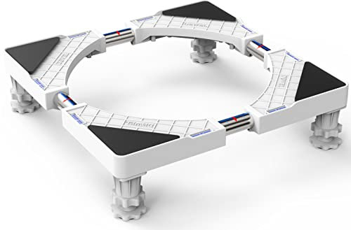 DEWEL Socle pour lave-linge Universel Socle réglable pour lave-linge séchant, Socle pour lave-linge, charge d'ours 300kg, Largeur réglable 46-65cm, Hauteur 9-12cm