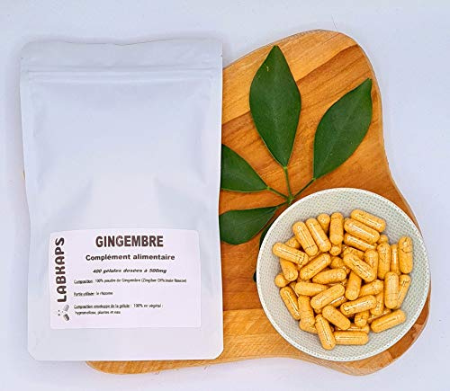 GINGEMBRE 400 gélules dosées à 500 mg enveloppe végétale - complément alimentaire