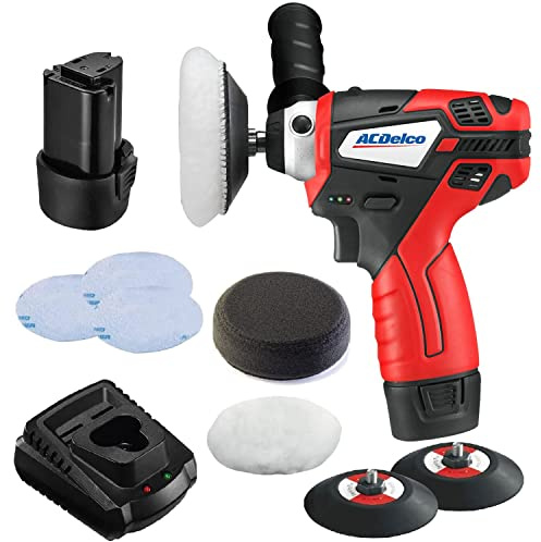ACDelco ARS1212P G12 Lithium-Ion 12V (10.8V) Cordless Polisher & Sander Power Tool Kit | Car Polisher, Buffer Machine, Car Detailing Kit Includes x2 Battery Packs & x1 Charger