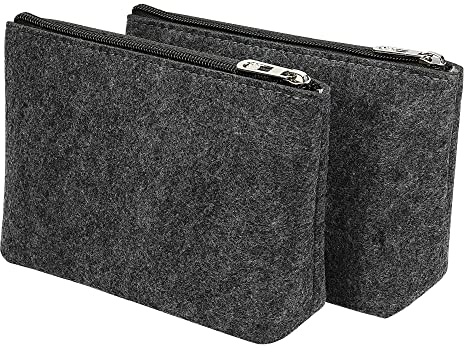 PATIKIL 2Pack Filztasche Federmappe Zippertasche Stiftemappe Filz für Bürobedarf Organizer Dunkel Grau