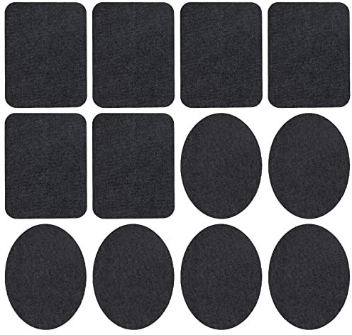 Newaner Bügelflicken, 6 Stück 12,5 cm * 9,5 cm Bügelflicken und 6 Stück Oval 13 cm * 11 cm， zum Reparieren der Innenseite von Kinder- und Erwachsenenjeans und -kleidung